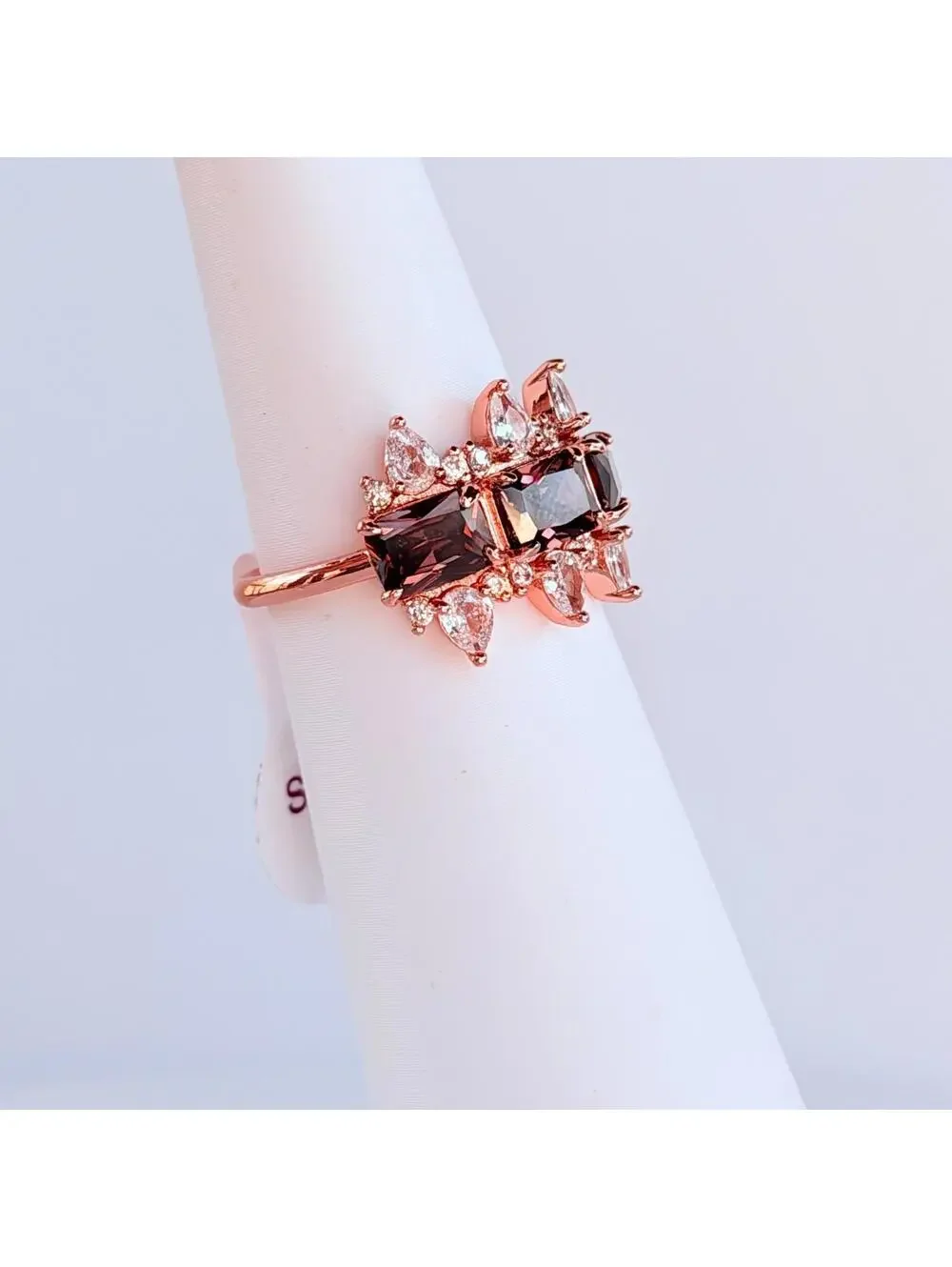 Bomb Party Ring Size 9 “Feeling Alive” Brown Tourmaline & CZ on Rose Gold